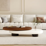 Modern Minimalist Rotatable Coffee Table with Built-in Tea Tray & MDF Material