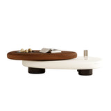 Modern Minimalist Rotatable Coffee Table with Built-in Tea Tray & MDF Material