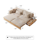 WEHOMZ Modern Solid Wood Beige Folding Sofa Bed – Cotton Linen Upholstery & Reversible Armrest