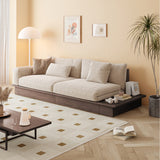 WEHOMZ Modern Solid Wood Beige Folding Sofa Bed – Cotton Linen Upholstery & Reversible Armrest