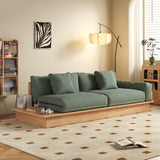 WEHOMZ Modern Solid Wood Beige Folding Sofa Bed – Cotton Linen Upholstery & Reversible Armrest