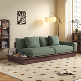 WEHOMZ Modern Solid Wood Beige Folding Sofa Bed – Cotton Linen Upholstery & Reversible Armrest