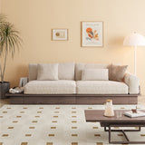 WEHOMZ Modern Solid Wood Beige Folding Sofa Bed – Cotton Linen Upholstery & Reversible Armrest