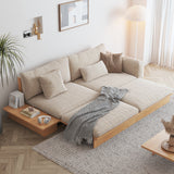 Modern Solid Wood Upholstered Cotton Linen Sofa Beige Folding sofa bed