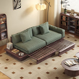 WEHOMZ Modern Solid Wood Beige Folding Sofa Bed – Cotton Linen Upholstery & Reversible Armrest