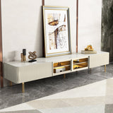 WEHOMZ Modern Beige & Gray TV Stand with Metal Legs, Spacious Media Console with Drawers