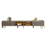 WEHOMZ Modern Beige & Gray TV Stand with Metal Legs, Spacious Media Console with Drawers
