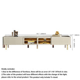 WEHOMZ Modern Beige & Gray TV Stand with Metal Legs, Spacious Media Console with Drawers