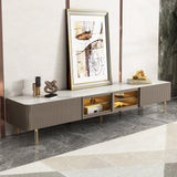 WEHOMZ Modern Beige & Gray TV Stand with Metal Legs, Spacious Media Console with Drawers