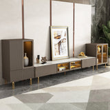WEHOMZ Modern Beige & Gray TV Stand with Metal Legs, Spacious Media Console with Drawers