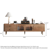 Modern Brown Wood & Glass TV Stand for 85" TVs with Dual Storage Options