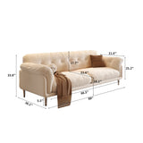 WEHOMZ Modern White Velvet Sofa with Stainless Steel Legs