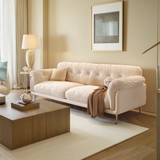 WEHOMZ Modern White Velvet Sofa with Stainless Steel Legs