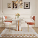 Modern White Marble Dining Table with Gold Stainless Steel X-Base