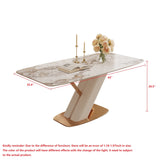 Modern White Marble Dining Table with Gold Stainless Steel X-Base