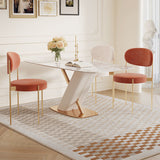 Modern White Marble Dining Table with Gold Stainless Steel X-Base