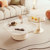 Modern White Slate Tea Table Table Side Combination for Living Room