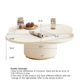 Modern Cloud-Shaped White Coffee Table with Wood Base & Sintered Stone Top