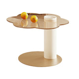 Modern Cloud-Shaped White Coffee Table with Wood Base & Sintered Stone Top