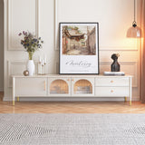 Elegant Modern Wood & Glass TV Stand Cabinet with Storage Drawers - Ideal for Up to 65