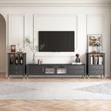 Elegant Modern Wood & Glass TV Stand Cabinet with Storage Drawers - Ideal for Up to 65" TVs