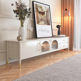 Elegant Modern Wood & Glass TV Stand Cabinet with Storage Drawers - Ideal for Up to 65" TVs