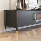 Elegant Modern Wood & Glass TV Stand Cabinet with Storage Drawers - Ideal for Up to 65" TVs
