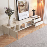 Elegant Modern Wood & Glass TV Stand Cabinet with Storage Drawers - Ideal for Up to 65" TVs