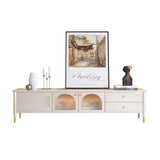 Elegant Modern Wood & Glass TV Stand Cabinet with Storage Drawers - Ideal for Up to 65" TVs
