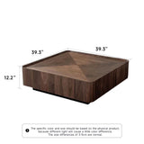 WEHOMZ Contemporary Walnut Coffee Table with 2 Sleek Drawers, Modern Square Design