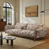 Canapé vintage à rayures multicolores WEHOMZ - Sofa en bois de frêne et pin avec housses amovibles