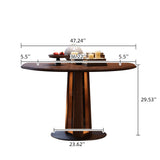 Nordic Style Solid Wood & Steel Dining Table with Convertible Shape & LED Lighting - Walnut Brown