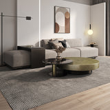 Gold & Black Round Nesting Coffee Table Set, Tempered Glass Top, Modern Style