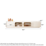 Beige Modern TV Stand with Glass Doors & Sintered Stone Top
