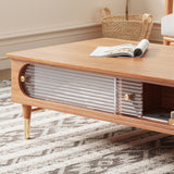Modern Rectangular Wooden Coffee Table with Storage in Brown