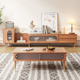 Modern Rectangular Wooden Coffee Table with Storage in Brown