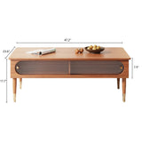 Modern Rectangular Wooden Coffee Table with Storage in Brown