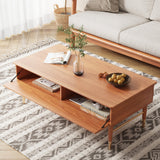 Modern Rectangular Wooden Coffee Table with Storage in Brown