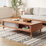 Modern Rectangular Wooden Coffee Table with Storage in Brown