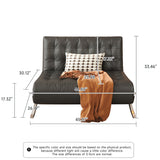 WEHOMZ Retro Leather Barcelona Chair in Faux Leather - Convertible Sofa Bed with Stainless Steel Legs, Available in Black, Orange, & Beige