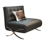 WEHOMZ Retro Leather Barcelona Chair in Faux Leather - Convertible Sofa Bed with Stainless Steel Legs, Available in Black, Orange, & Beige