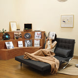 WEHOMZ Retro Leather Barcelona Chair in Faux Leather - Convertible Sofa Bed with Stainless Steel Legs, Available in Black, Orange, & Beige