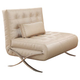 WEHOMZ Retro Leather Barcelona Chair in Faux Leather - Convertible Sofa Bed with Stainless Steel Legs, Available in Black, Orange, & Beige