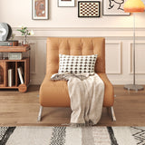 WEHOMZ Retro Leather Barcelona Chair in Faux Leather - Convertible Sofa Bed with Stainless Steel Legs, Available in Black, Orange, & Beige