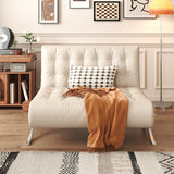 WEHOMZ Retro Leather Barcelona Chair in Faux Leather - Convertible Sofa Bed with Stainless Steel Legs, Available in Black, Orange, & Beige