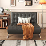 WEHOMZ Retro Leather Barcelona Chair in Faux Leather - Convertible Sofa Bed with Stainless Steel Legs, Available in Black, Orange, & Beige