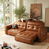 WEHOMZ Retro Leather Pull Out Couch Bed – Smart Electric Convertible Sofa with Remote, Available in Black & Brown