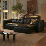 WEHOMZ Retro Leather Pull Out Couch Bed – Smart Electric Convertible Sofa with Remote, Available in Black & Brown