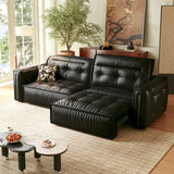WEHOMZ Retro Leather Pull Out Couch Bed – Smart Electric Convertible Sofa with Remote, Available in Black & Brown