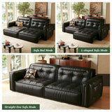 WEHOMZ Retro Leather Pull Out Couch Bed – Smart Electric Convertible Sofa with Remote, Available in Black & Brown
